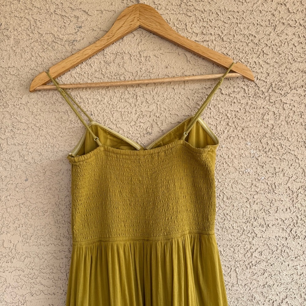 Free People Sundrenched Solid Maxi Dress Mustard Smocked Boho Tiered S - Picture 9 of 13